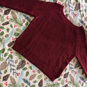 Burgundy Knitted Cropped Sweater✨